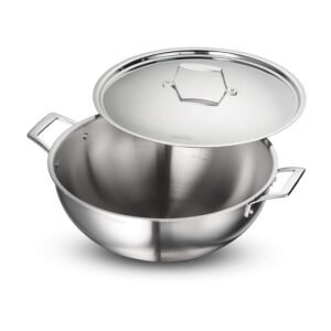 UNILIO 3 Ply Stainless Steel Extra Deep Kadhai with Lid